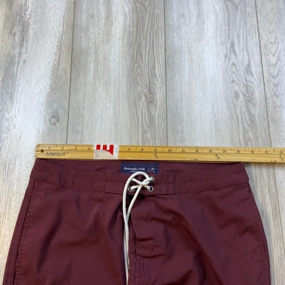 Abercrombie & Fitch Swim Shorts Mens Size 31 Red Beach Preppy Drawstring Trunks